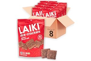 LAIKI Red Rice Crackers - Gluten Free Snacks - Deliciously Light and Airy Crunch - Allergen-Friendly, Vegan, Non-GMO Verified