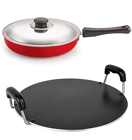 Nirlon Non-Stick Aluminium Cookware Set, 2-Pieces, Black (2.6mm_FP13_RT)