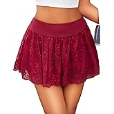 Avidlove Women's Pleated Mini Skirt Sexy Lace Ruffles Lingerie Short Skirts