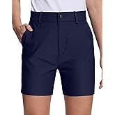 UPGET Womens Dressy Casual Shorts 5" Strechy Quick Dry with Pockets for Golf Work Outdoor Hiking