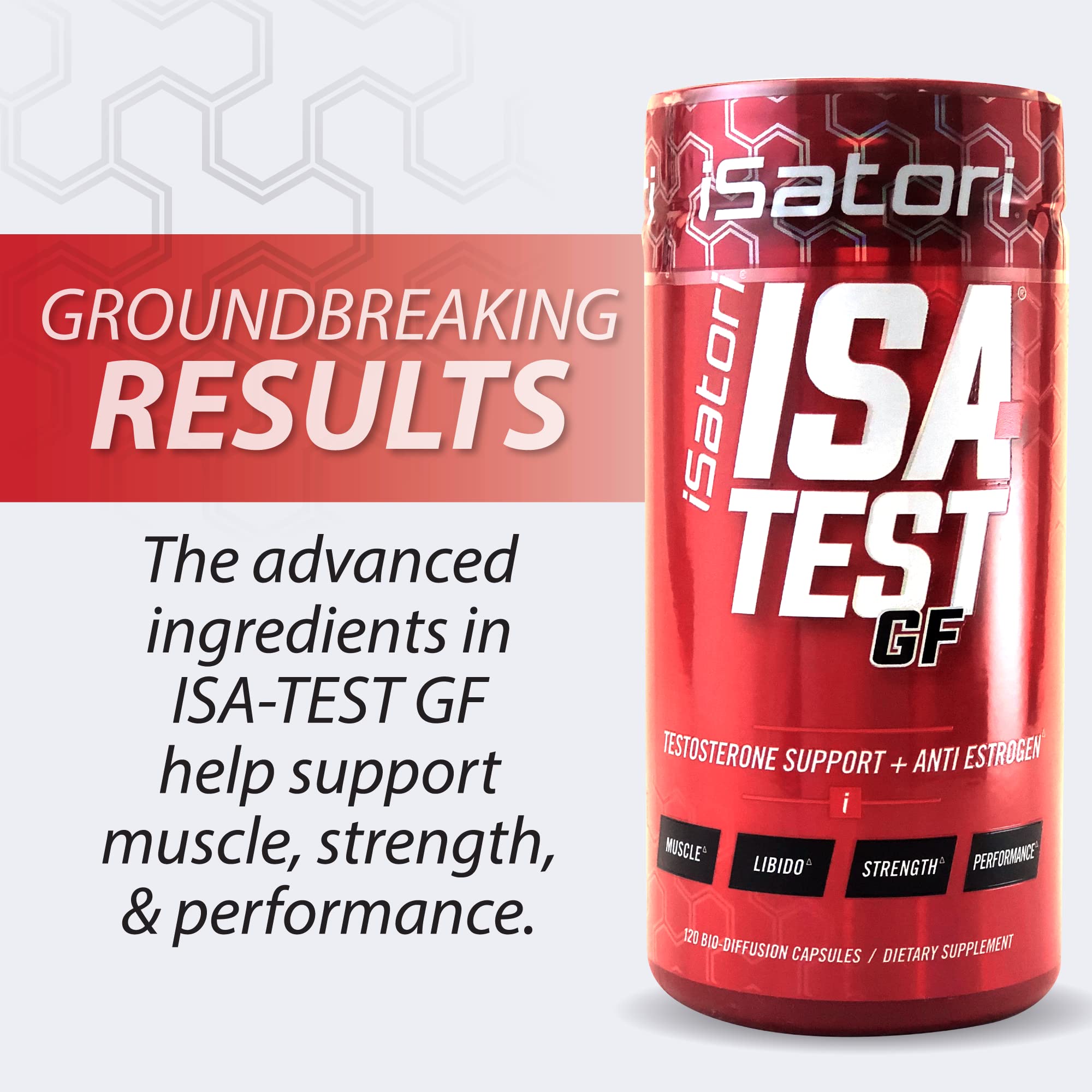 iSatori ISA-Test GF High Performance - Gain Strength and Increase Muscle Mass - Hardcore Training for Exercise and Sports - Gluten-Free Anti-Estrogen Complex - 120 Capsules