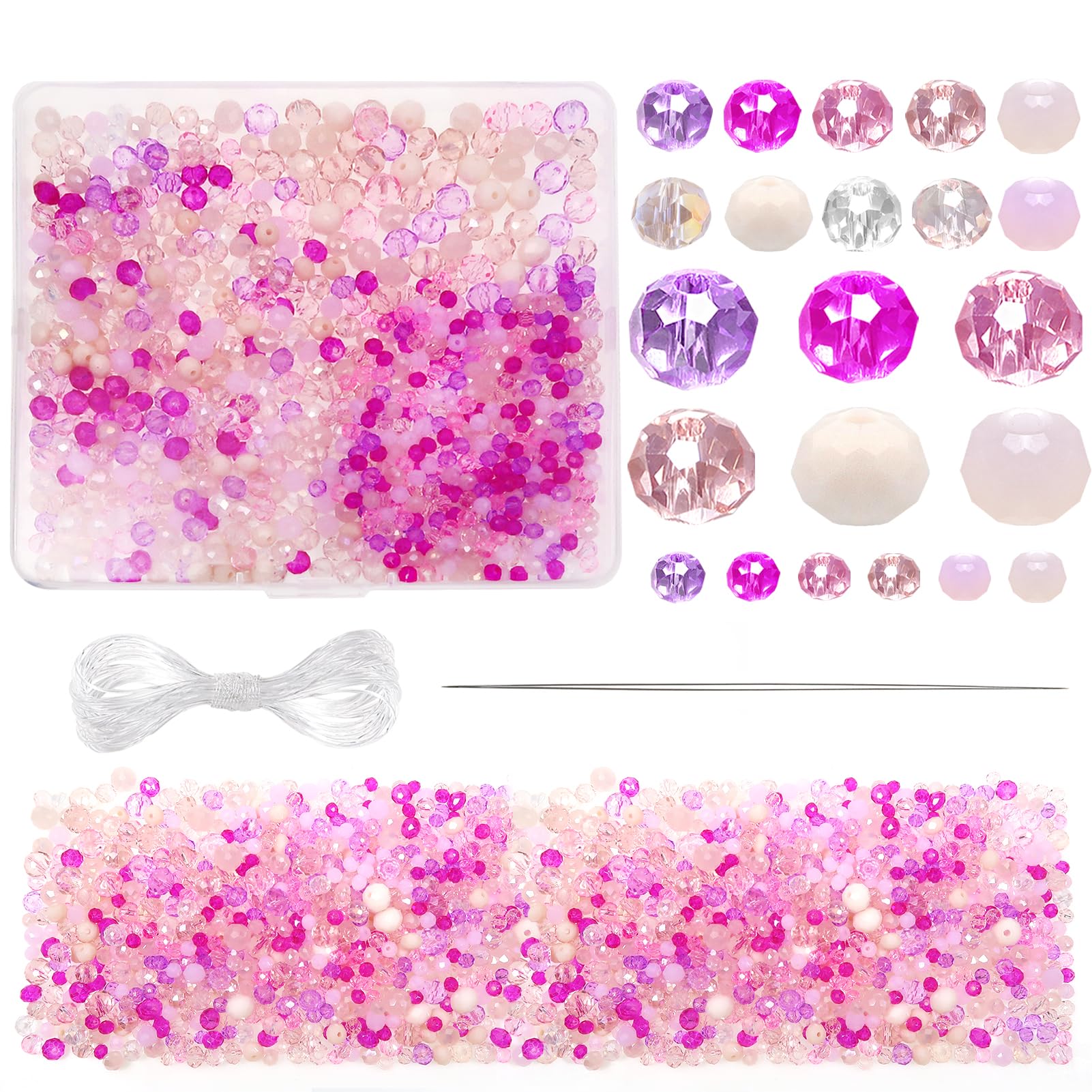 TOAOB 1000pcs Crystal Glass Beads Spacer Beads for Bracelets Necklace Earrings Jewellery Making Pink Series 4mm 6mm 8mm — image 1