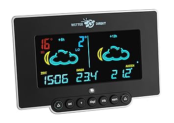 TFA Dostmann Neon 300 satellitengestütze Funk-Wetterstation, 35.5054, Farbdisplay, mit Wetterwarnung und Profi-Wetterprognose