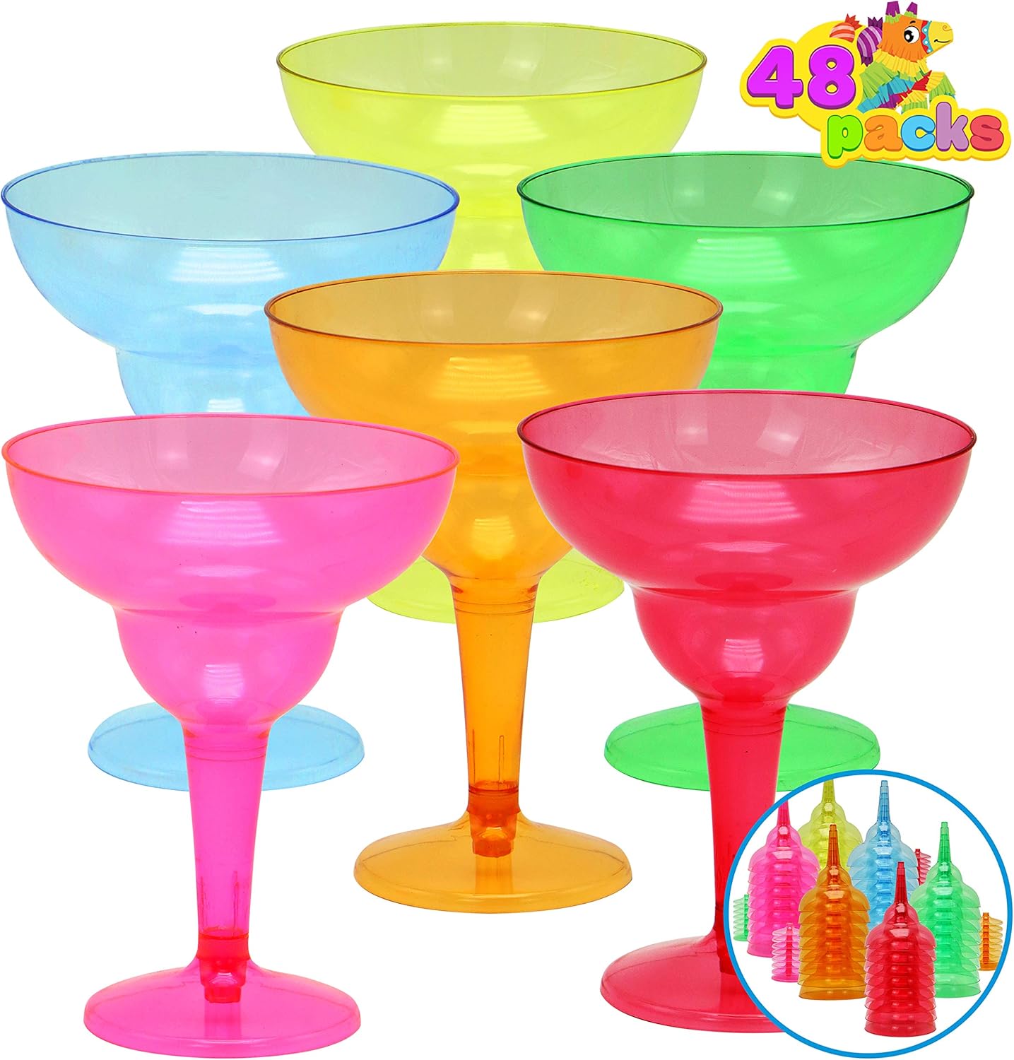 48 Packs Plastic Margarita Gl Cups 12 oz Disposable Colorful Cinco De