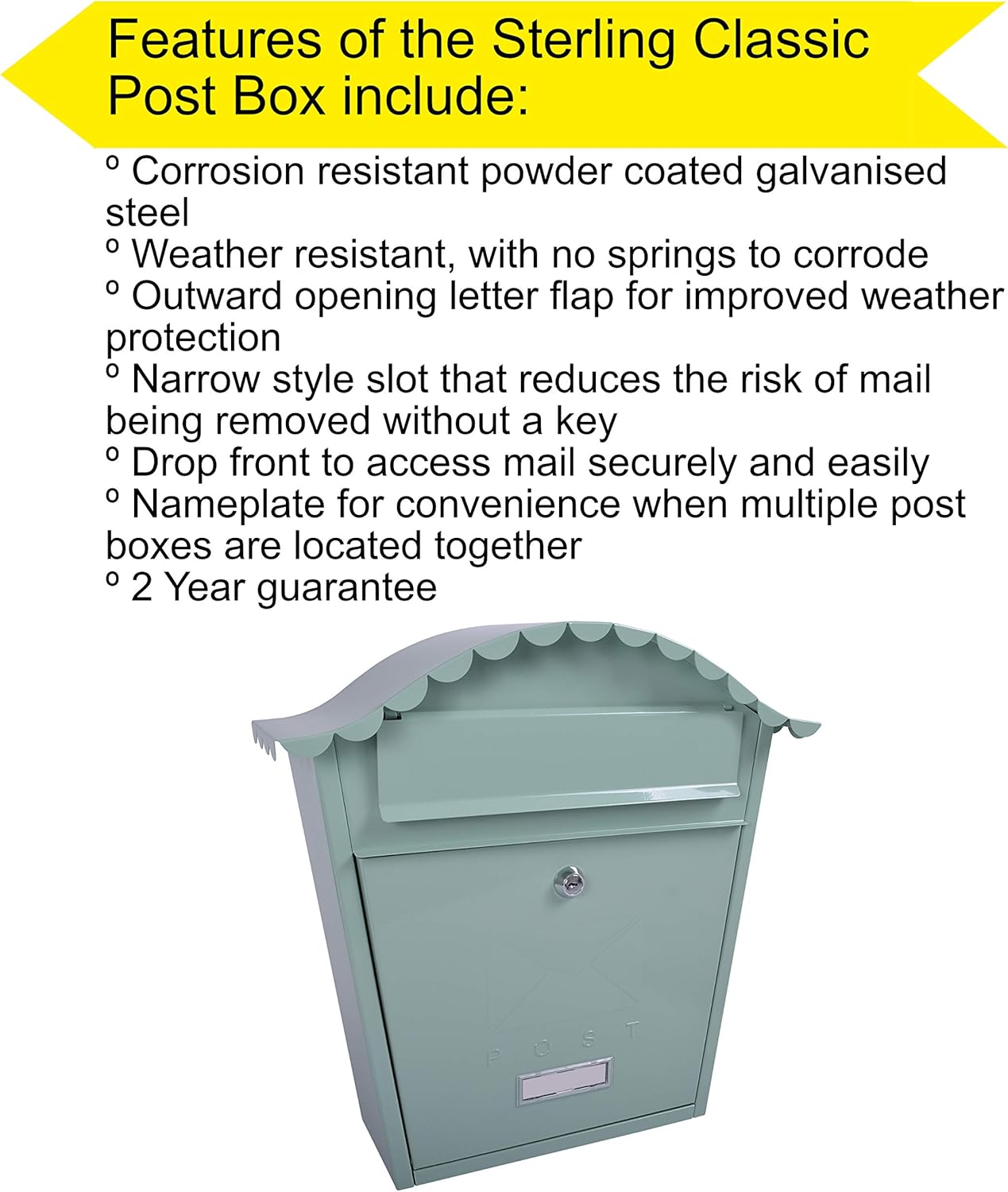 Burg-Wachter CLASSIC POST BOX CHAR GRN MB01CG, Chartwell Green, 36x37x13cm - Image 5