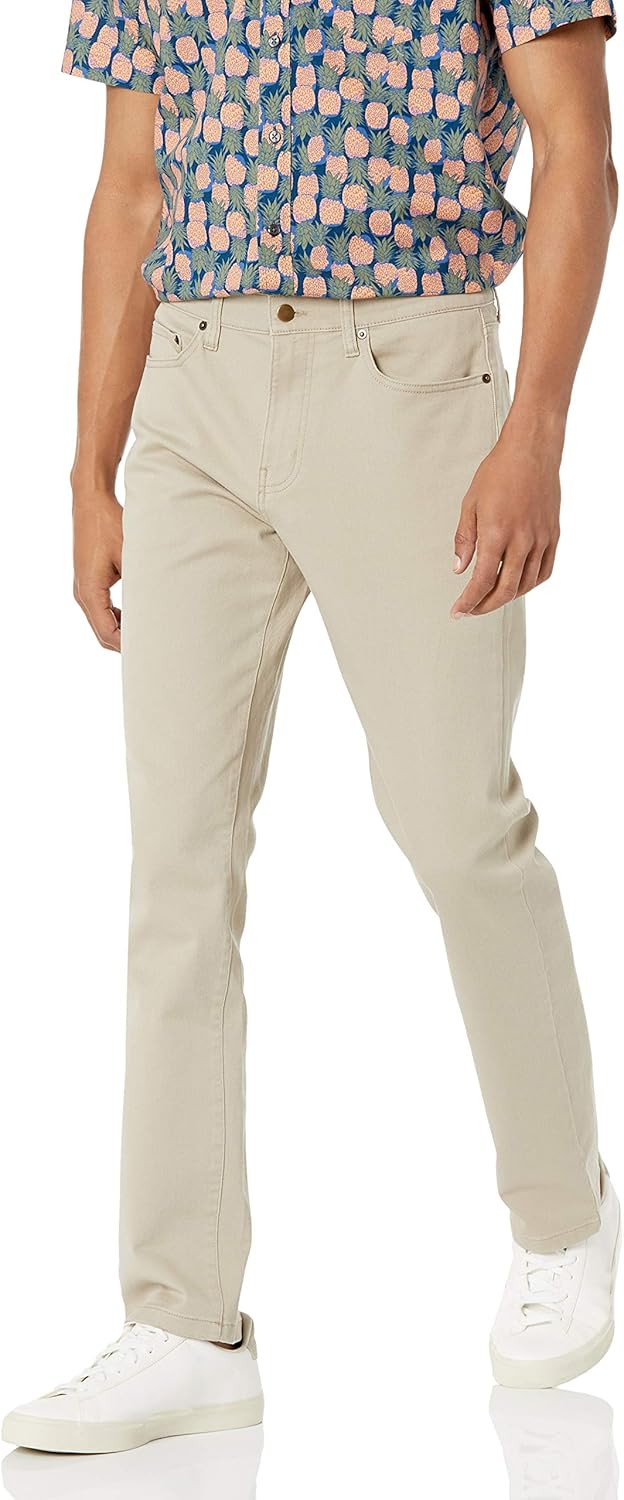 Amazon Essentials Men's SlimFit Stretch Jean, Light Khaki, 33W x 28L