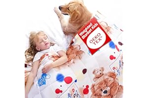 ROKDUK Weighted Blanket Kids 7 Pounds 41x60 in 100% Oeko-Tex Natural Egyptian Cotton 1200TC Toddler Weighted Blanket Glass Beads Small Heavy Blanket Throw Printed White Teddy Bear