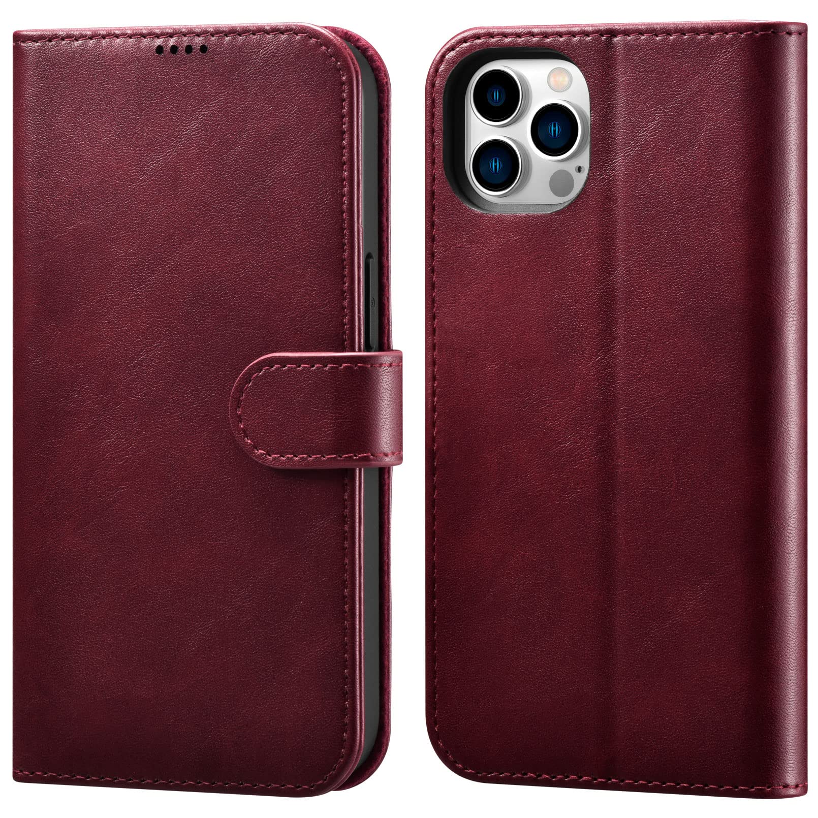 TRUNYEE Wallet Case for iPhone 13 Pro Max (6.7"), Premium Protective PU Leather Folio Flip Cover with RFID Blocking Card Slot [TPU Shell] Kickstand, Compatible with iPhone 13 Pro Max (Red)