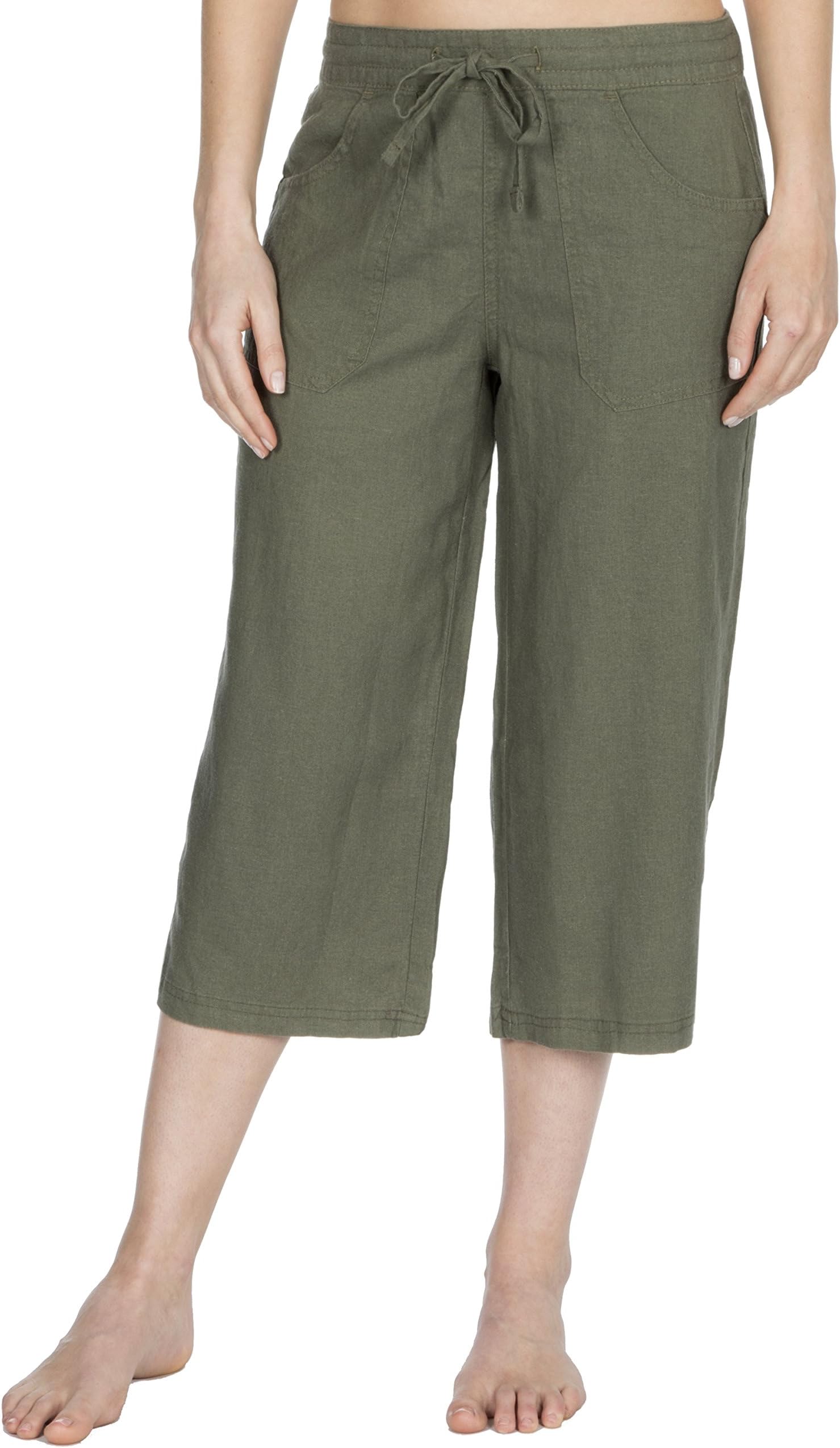 Causeway Bay Ladies Linen Blend Cropped 3/4 Length Trousers