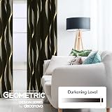 Deconovo Blackout Curtains 46x54 Inch Gold Wave Foil 2 Panels Bedroom view 3