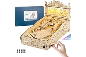WodGod 3D Wooden Dinosaur Pinball Machine DIY Kit for Adults & Teens - Tabletop Arcade Game with LED Lights & Sound Effects, 
