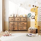 CAIYUN 7-Drawer Chest of Drawers Fabric Storage Tall Brown Dresser view 8