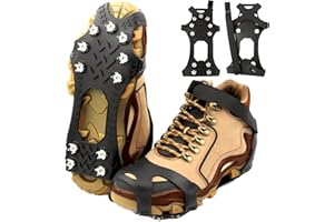 KTLECL Ice Cleats for Shoes and Boots,Silicone Crampons,11 Stainless Shoe Spikes for Snow and ice,Heavy Duty Traction for Hiking,Climbing &Mountaineering,Ice Fishing (Ultra-Cold -45°C, Easy On/Off，Unisex)