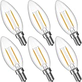Dimmable B11 LED E12 Bulb 25 Watt Type B Light Bulb 2W,2700K 200LM | E12 25 Watt Candelabra Bulbs,Warm White 2700K 200LM for Chandelier,Crystal Candle Cights,Lamp,Pack of 6