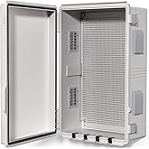 ANIMACYN Electrical Junction Box, Ventilated Design, Cable Grommets, Indoor/Outdoor Use with Mounting Panel & Hinged Cover. Waterproof IP 65. (Grey Cover, 19.7"x15.7"x7.9")