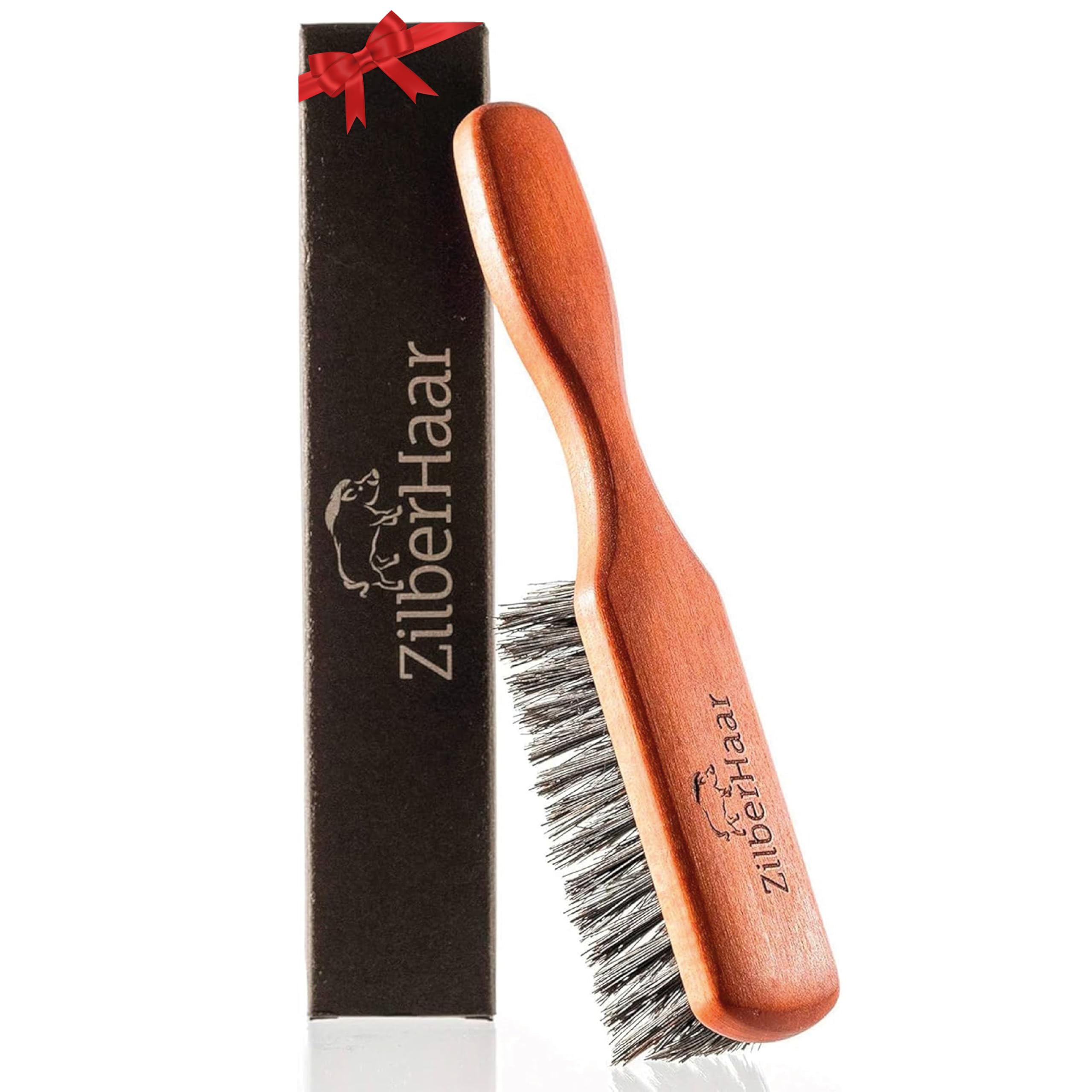 ZilberHaar Regular Beard Brush — Soft Boar Bristle Brush, Promotes Beard Growth, Works with Oils & Balms