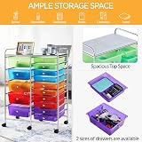 Yaheetech 15 Drawer Plastic Storage Cart with 6 Lockable Wheels Multicolor view 5