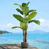 Artificial Banana Tree 8FT- Tall Fake Banana Leaf Plant with Realistic Trunks and Vivid Leaves, 96 Inch Large Faux Tropical Floor Plants for Home Office Poolside Porch Mall Hotel Indoor Outdoor Decor