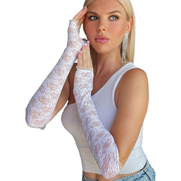 GIVBRO Guantes De Encaje Sin Dedos Vintage: Beige, Talla única, Ideales Para Bodas, Fiestas Y Disfraces