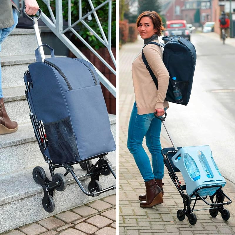 Carro de la Compra con Asiento Plegable – Máxima maniobrabilidad y Comodidad | Sistema de 3 Ruedas, Mango telescópico, Bolsa térmica extraíble | Capacidad 35 l, Ideal para Ancianos y familias