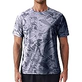 PINSPARK Men's Rash Guard Swim Shirt UPF 50+ Sun Protection Quick Dry Cooling Fishing T-Shirt Athletic Performance Top