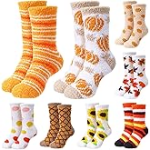 Yearntown 8 Pair Fuzzy Thanksgiving Socks Bulk for Women Thanksgiving Gifts Fall Sock for Women Fall Party Supplies