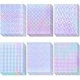 36 Sheets Holographic Sticker Paper, Clear Vinyl Laminate Film for Stickers Self-Adhesive, Transparent Overlay Lamination Sticker Paper Waterproof, 6 Patterns-8.5x11 Inch
