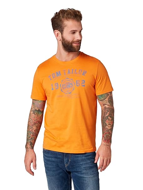 TOM TAILOR für Männer T-Shirts/Tops T-Shirt mit Logo-Print Clown Fish Orange, XL