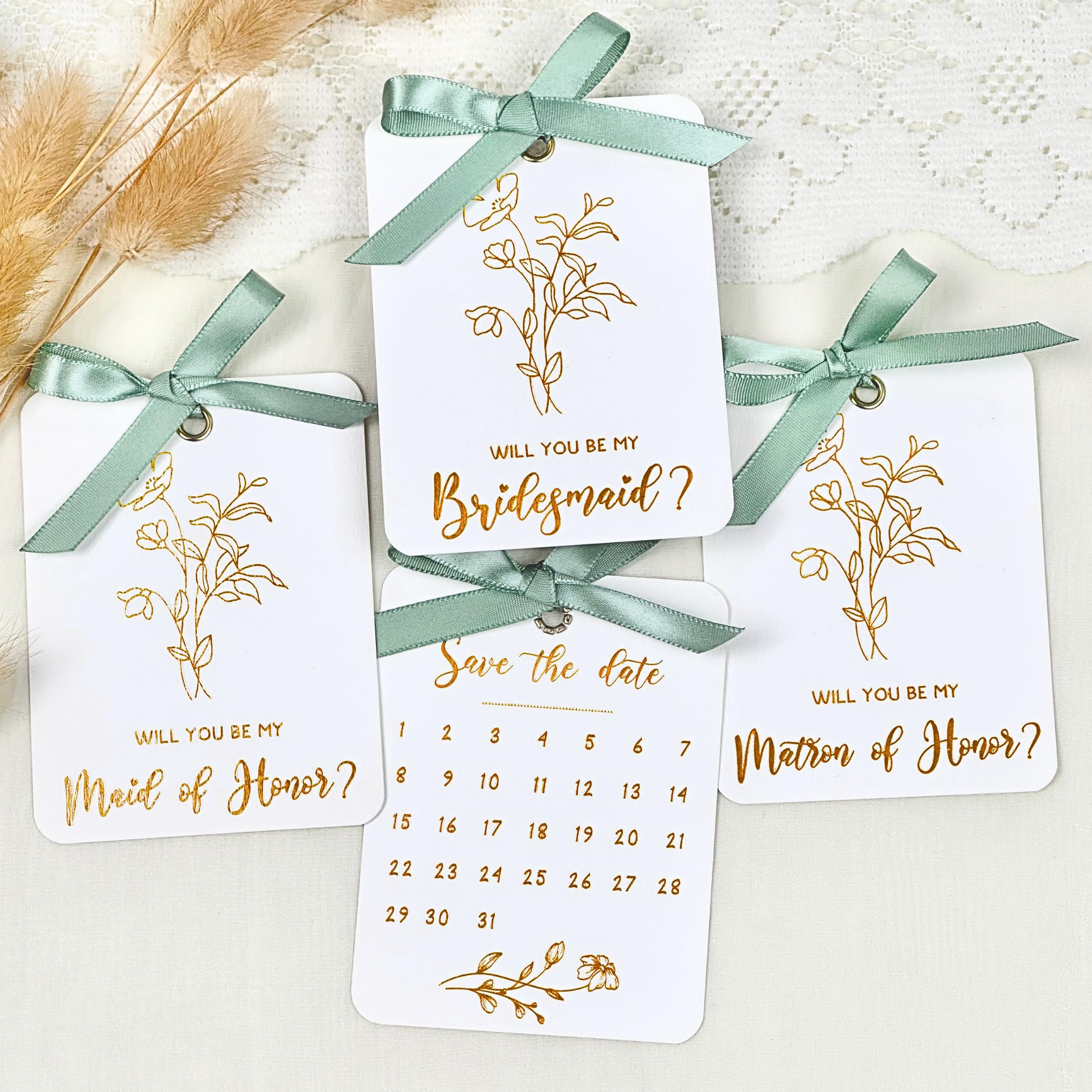 Photo 1 of STOFINITY Bridesmaid Proposal Card Set - 8 Will You Be My Bridesmaid Card, 2 Maid Of Honor Cards, 2 Matron Of Honor Cards, Wedding Bridesmaid Proposal Gifts Ideas Green Ribbon
