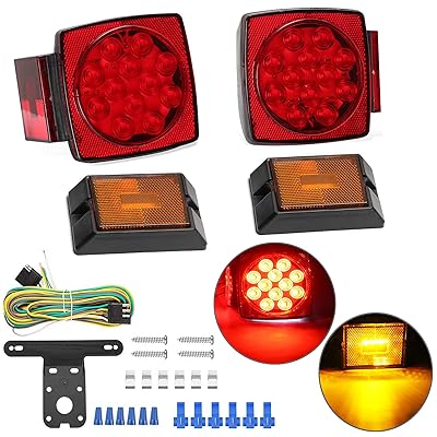 Buy Vinauo Submersible Led Trailer Tail Light Kit 12v Led Trailer Lights With Wiring Harness Combination Brake Stop Turn Running License Lights For Under 80 Inch Trailer Utility Trailer Rv Marine Online