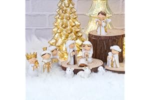 Osfvn Nativity Scene Sets 11 Piece Mini Tabletop Figurine Decor for Christmas, Indoor Home Decoration