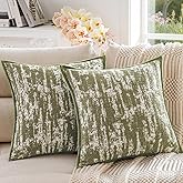 a moment 18X18 Throw Pillow Covers Set of 2, Soft Textured Decorative Tie-Dye Style Christmas Cushion Covers, Modern Boho Farmhouse Home Decor Pillow Cases for Couch, Bed, Living Room,Olive Green