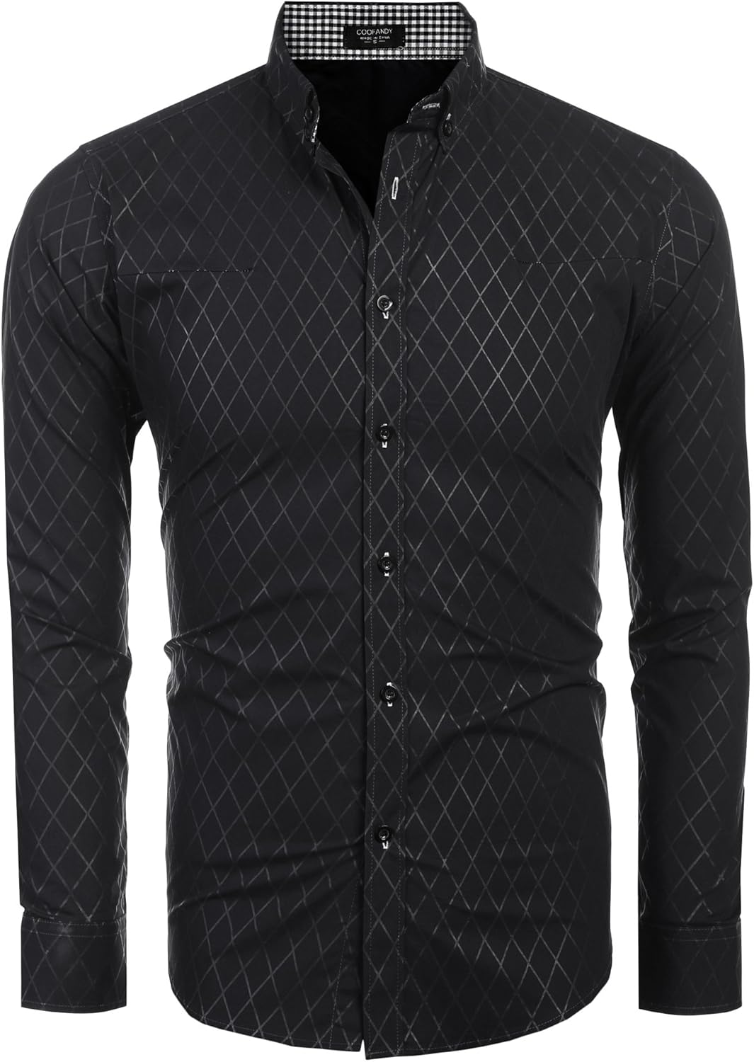 COOFANDY Men's Slim Fit Dress Shirt Long Sleeve Business Plaid Button Down Collar Shirt at  Men’s Clothing store