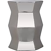 Safavieh Modern Hexagon Ceramic Decorative Garden Stool, Silver