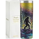 Onebttl Bigfoot Gifts for Women, Sasquatch Gifts, 20 oz Glitter Silver Insulated Tumbler, Starry Night Big foot Gift Idea, Ideal for Christmas, Thanksgiving