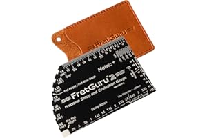 FretGuru METRIC+ 8-in-1 String Action Gauge Guitar Fret Ruler Precision Fret Rocker - Precise CNC Machined, Diamond Honed, Polished Edge Guitar String Height Gauge - Luthier Tool with Leather Case