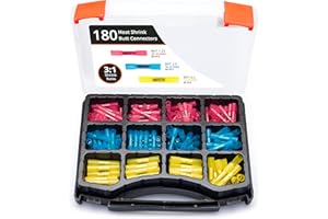 Wirefy 180 PCS Heat Shrink Butt Connectors Kit - Marine Grade Wire Butt Splice Connectors - Electrical, Waterproof - 22-10 AWG | Heat Shrink Wire Connectors Kit | Wire Connectors Heat Shrink