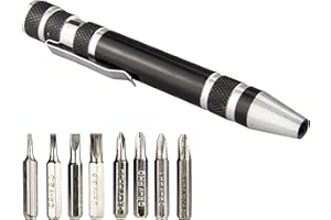 SWATOM 8 in 1 Mini Screwdriver Set Small Screwdrivers Pen Magnetic Repair Tools EDC Compact Precision Gadgets for Computer Eyeglasses Daily Home Improvement Use (Black)