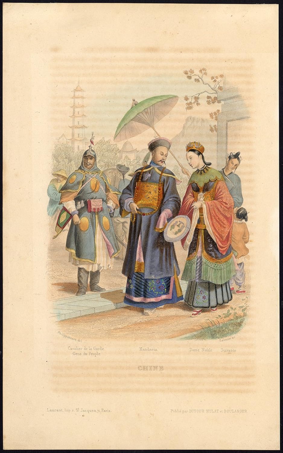 Impresión antigua - china-mandarin-caballería noble - Philippoteaux