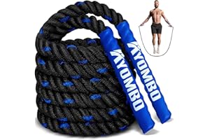 Ayombo Jump Rope, Weighted Jump Rope for Fitness, Heavy Jump Ropes for Men Women Kids, Battle Skipping Ropes for Exercise, Suitable for Boxing, Cardio, Training Muscle Speed Home Gym Workout Equipment