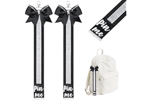 DEEKA 2 PCS Cheer Pin Strap Pin Me Ribbon for Backpack Glitter Cheerleader Keychain Cheer Gifts Bow Holder