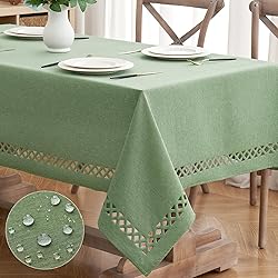 MIULEE Sage Green Thick Polyester Linen Rectangle