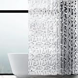 WELTRXE EVA Shower Curtain 183x183cm Mould Proof Magnet Hem Geometric view 1