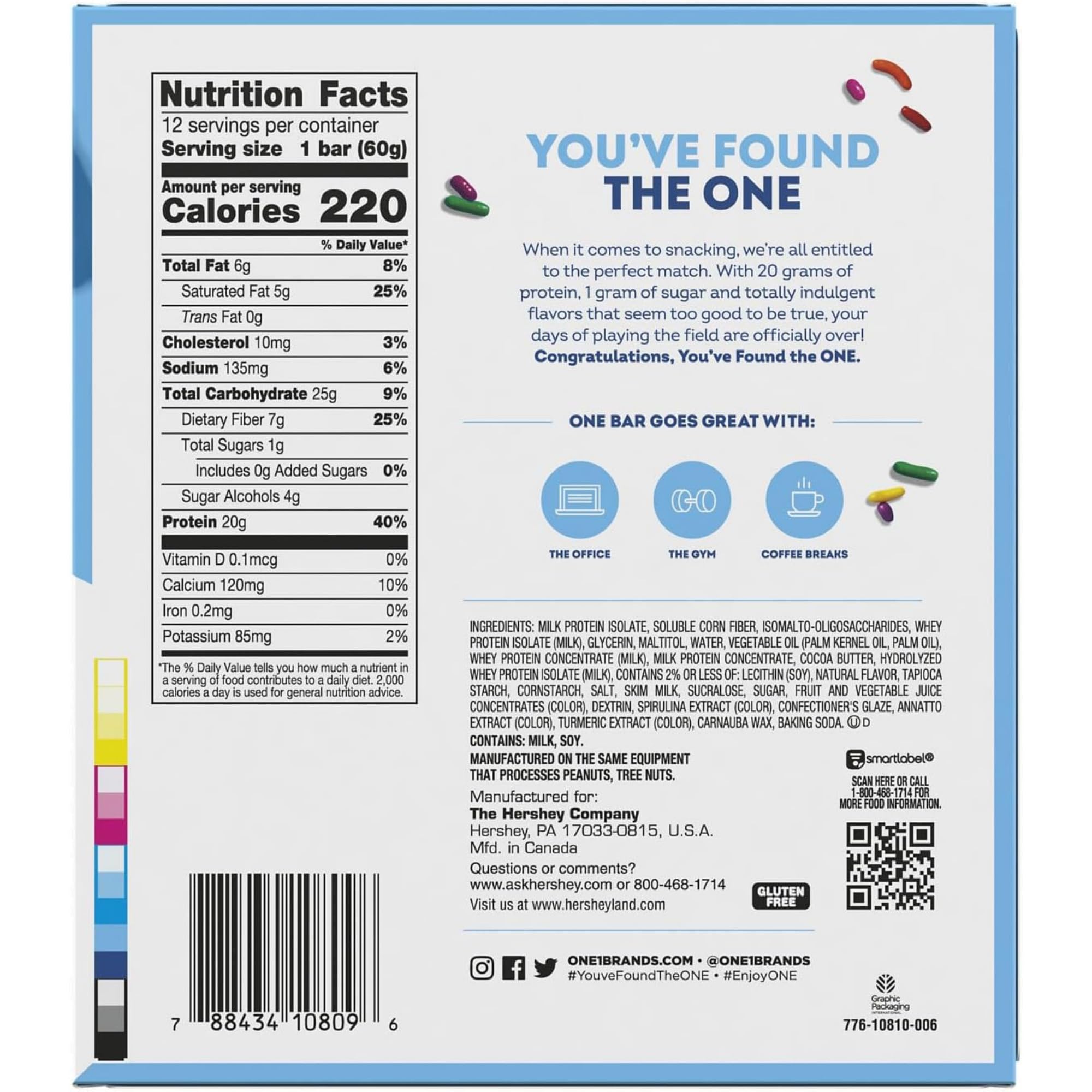 ONE Protein Bars, Birthday Cake, Gluten Free with 20g Protein and 1g Sugar, Pantry Staples, 2.12 oz (12 Count)