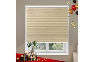 Allesin Cellular Shades Cordless Blackout Honeycomb Blinds for Indoor Windows, Thermal Insulated Window Shades Noise Reduction, Easy to Install, Perfect for Bedroom/Living Room, Beige 36" W x 64" H