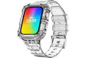ABELTA Band Compatible for Apple Watch 38mm 40mm 41mm with Bumper Case Cover, Clear Crystal Men Women Durable Sport Transparent Protective Bands for iWatch Series 7 6 5 4 3 2 1 SE (41mm40mm38mm,