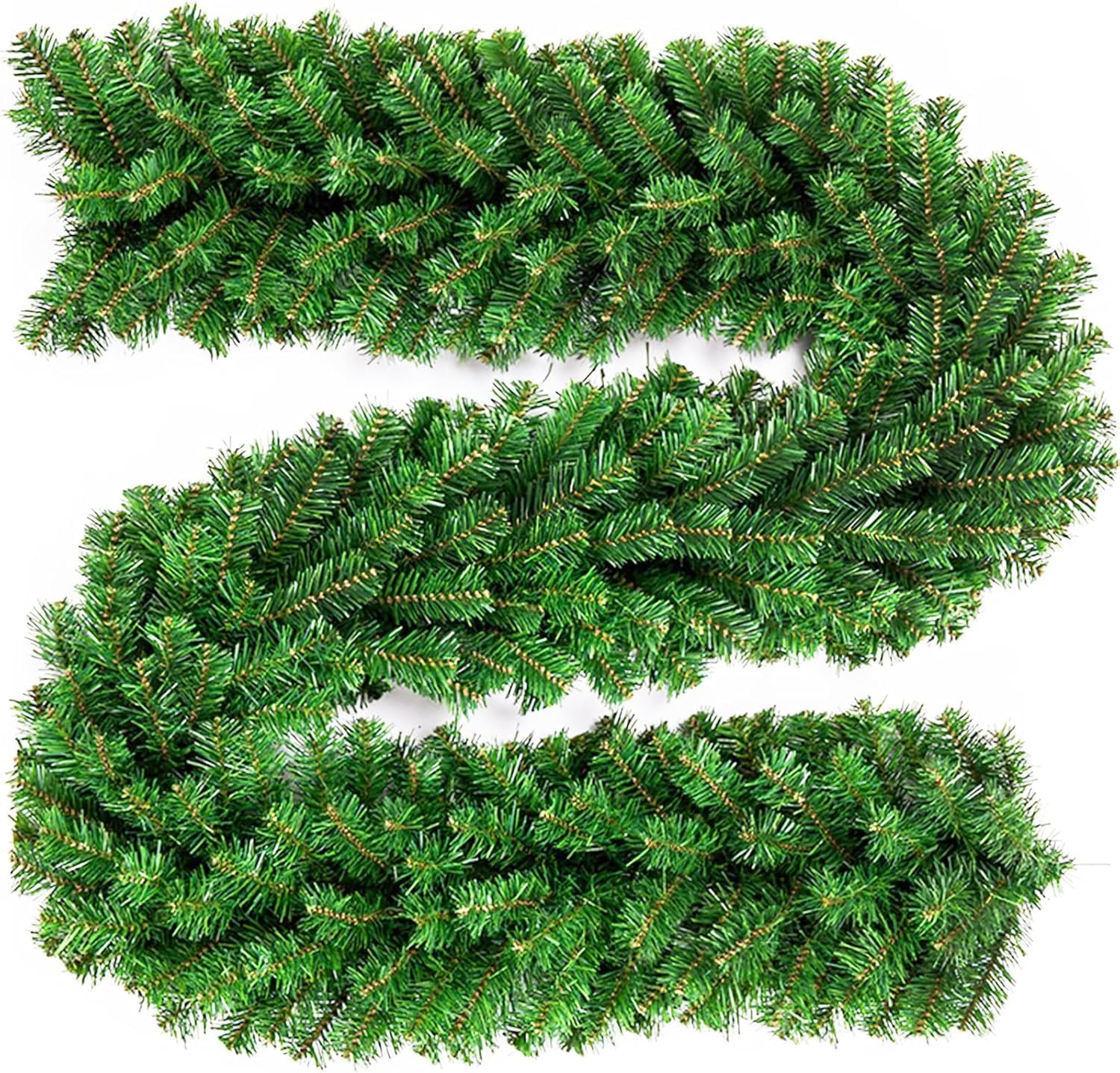 9FT Green Garland Christmas For DIY Decoration Artificial Pine Green Garland Indoor Outdoor for Xmas Tree Stairs Fireplaces Garden Decor