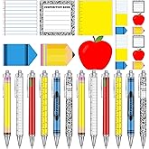 Thenshop 24 Pcs Teacher's Day Gifts Funny Teacher Appreciation Gift Sticky Notes Ballpoint Pen Notepad Self Adhesive Writing Thank Gifts for Employee Office Supplies (Schoolstyle)
