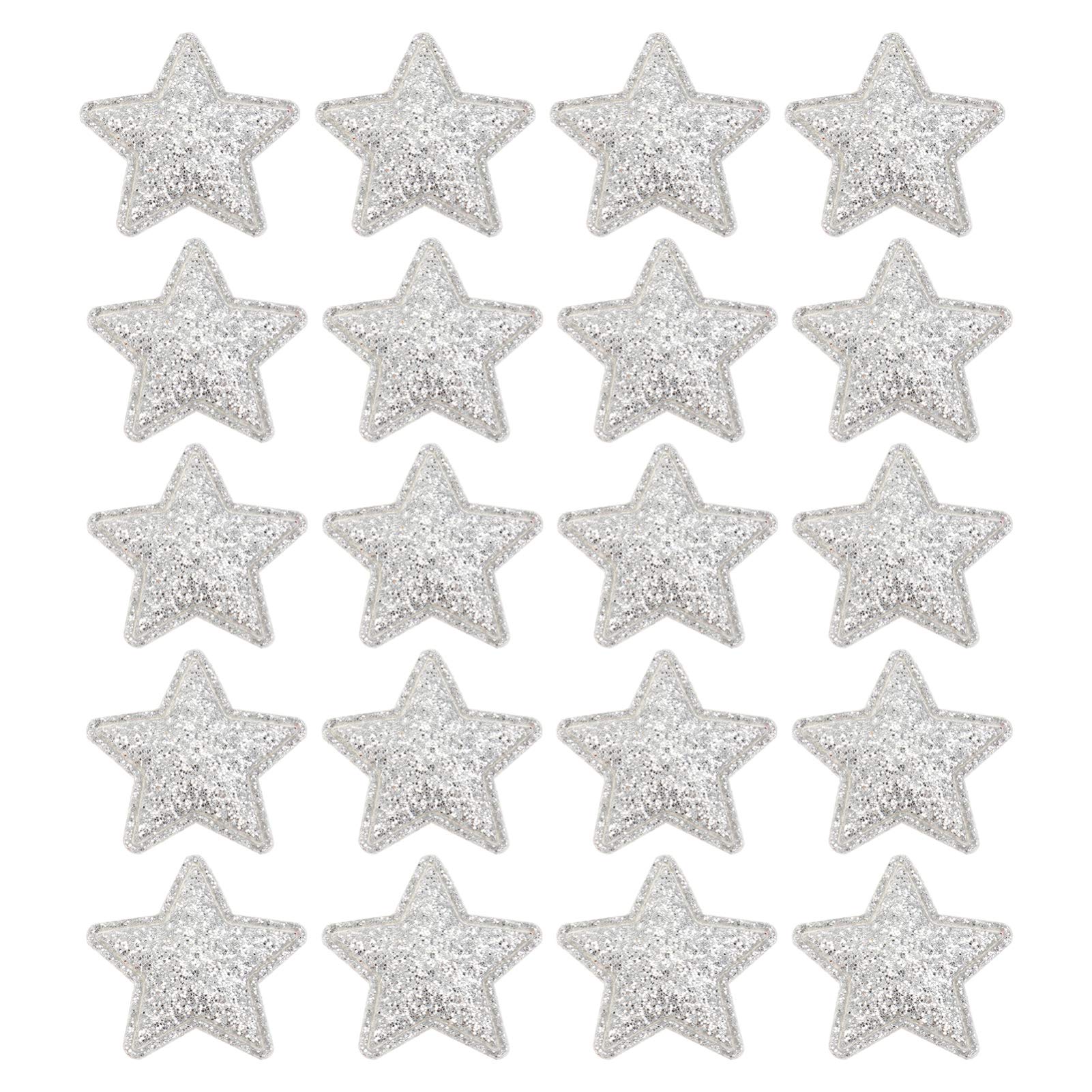 ABOOFAN 100PCS Silver Star Patch Applique Patches Star Embroidered Sew On Repair Patches Clothing Decorative Patch for T-Shirt Backpack Hat Bag DIY