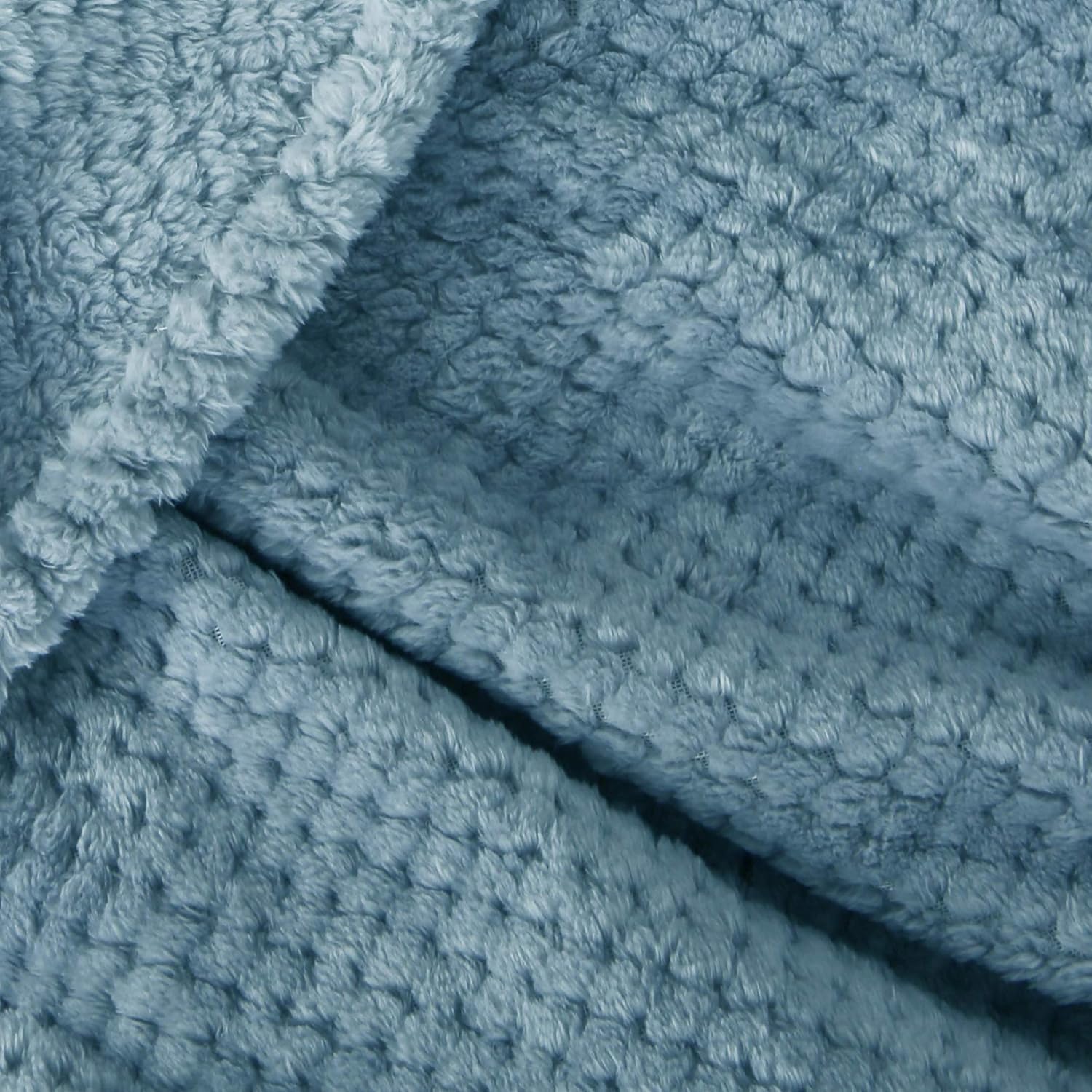 Exclusivo Mezcla Waffle Flannel Fleece Velvet Plush Large Throw Blanket– 50" x 70" (Slate Blue): Home & Kitchen